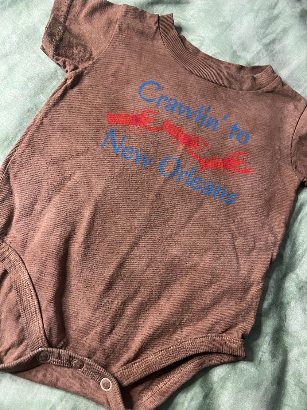 Brown Tye Dyed “Crawlin’ to New Orleans” Bodysuit
